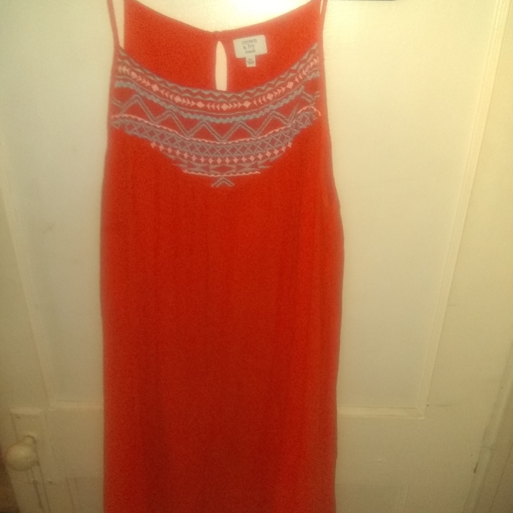 Crown and Ivy Orange Embroider Dress